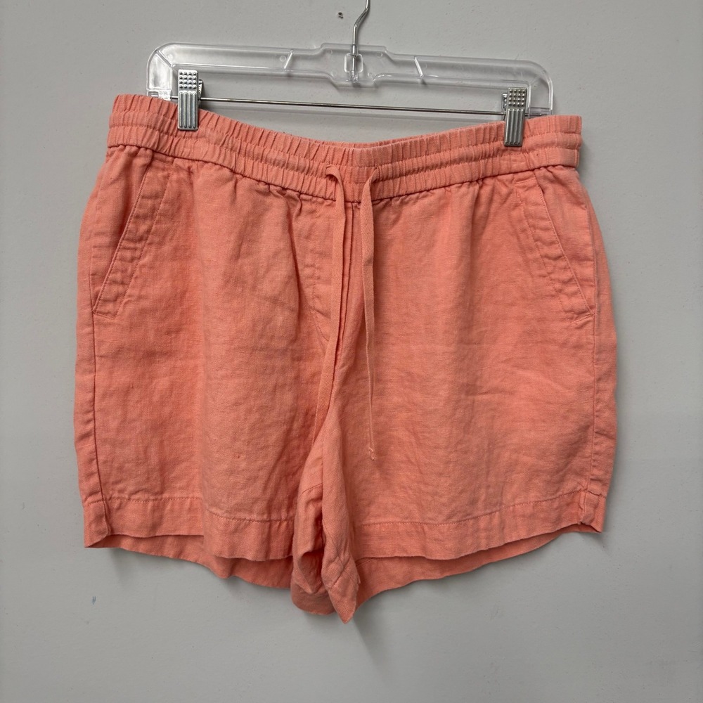 Talbots Linen Shorts Lot of‎ 2 Petite Large Coral Pink Blue Palm Tropical Beach